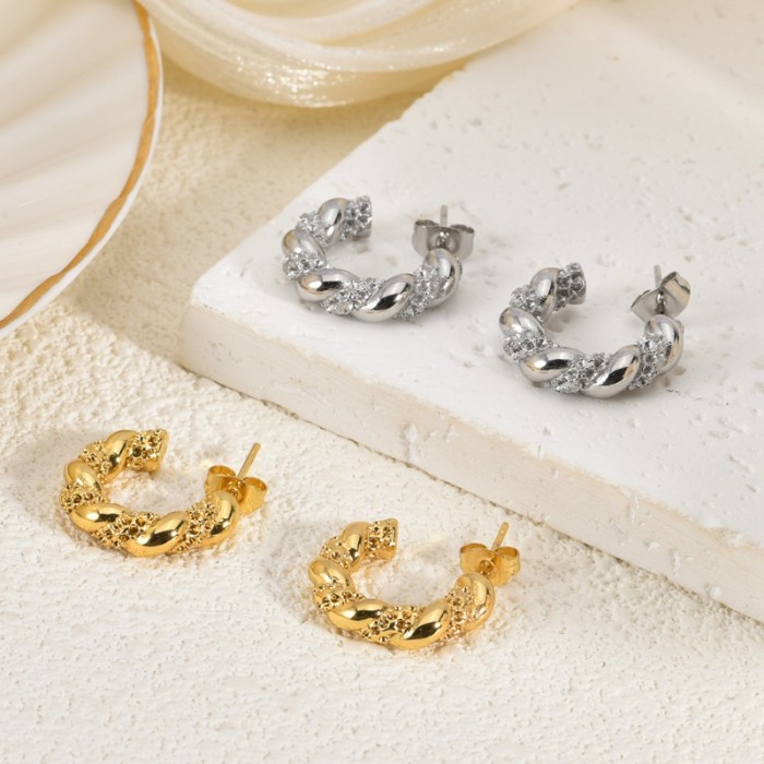 Style Stainless Steel Earrings Personality High-End Irregular Fashion Versatile Light Luxury Minimalist Style Women's...