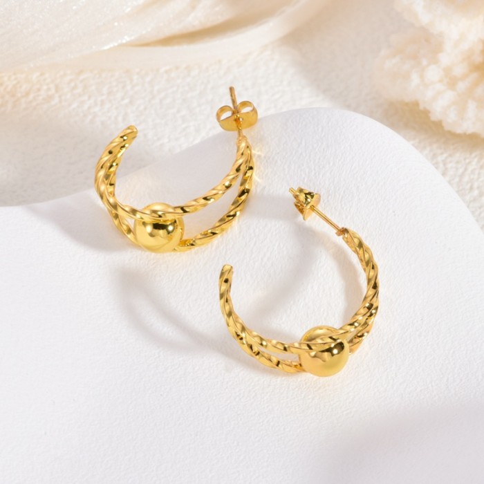Autumn Winter Stainless Steel Earrings Light Luxury High-end Exaggerated Earrings for Women with Unique Design Niche...