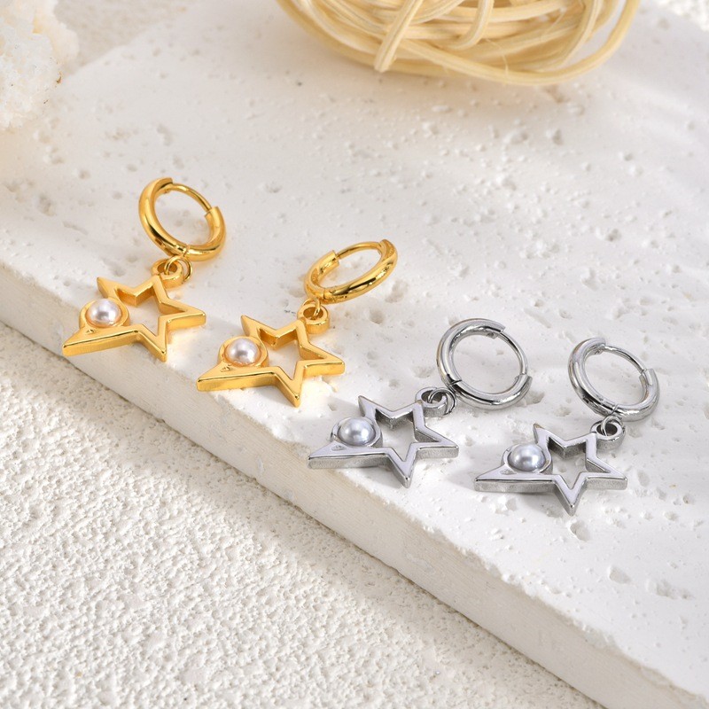 Cross-Border Fashion Pendant Stainless Steel Earrings Light Luxury High-End Bohemian European American Hip-Hop Style Non-Fading Earrings