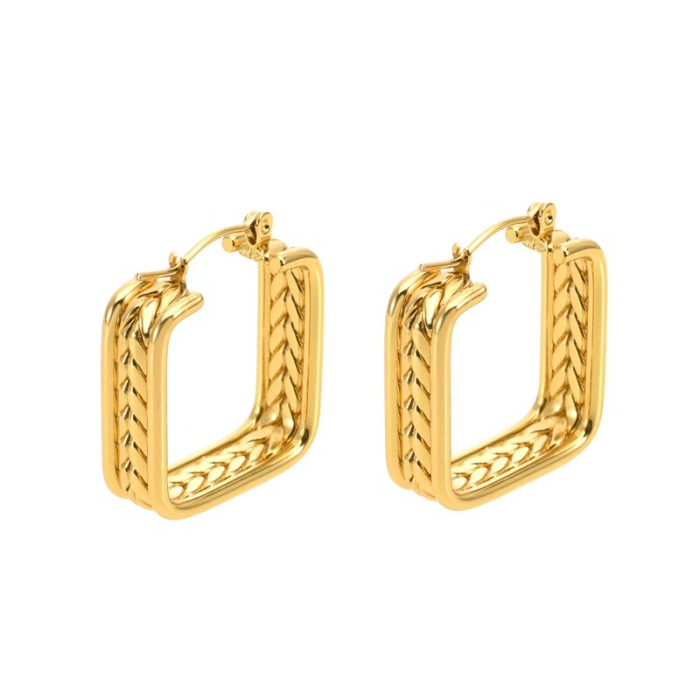 Amazon Bestselling Stainless Steel Earrings Vintage Metal Wheat Ear Fashion Trend Braided Women's Stud Earrings Geome...