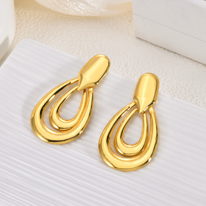 Style Stainless Steel Earrings Light Luxury High-end Gold Exaggerated Earrings Design Sense Niche Women Autumn Winter...