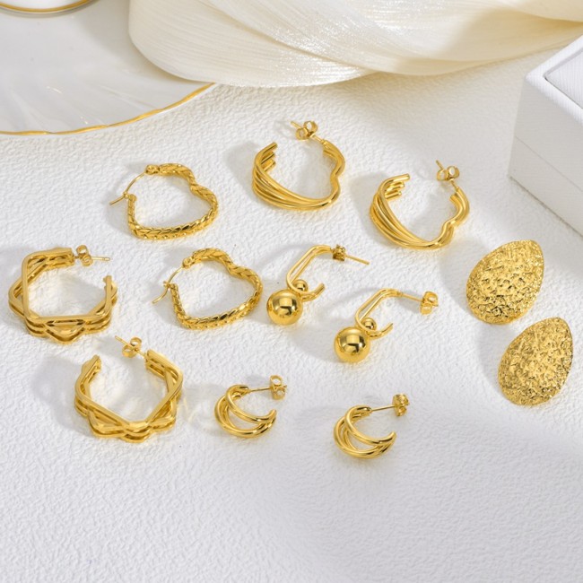 Style Gold Color Stainless Steel Hoop Earrings Light Luxury High-end Vintage Exaggerated Autumn Winter Earrings Desig...