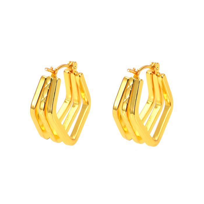 Autumn Winter Vintage Stainless Steel Earrings for Women, Light Luxury High-end Gold Retro Exaggerated Earrings with...