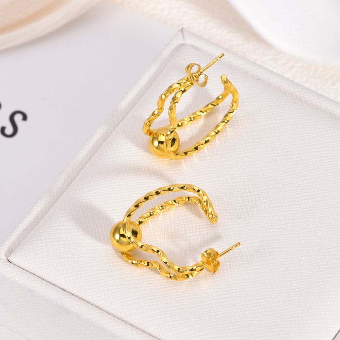 Autumn Winter Vintage Stainless Steel Earrings for Women, Light Luxury High-end Gold Retro Exaggerated Earrings with...