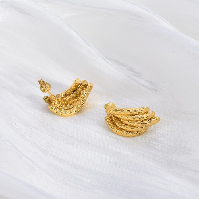 Stainless Steel Earrings Light Luxury High-End Feel Earrings for Women Design Sense Niche Fashion Versatile Gold Stud...