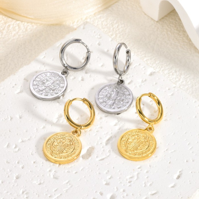 Style High-End Stainless Steel Earrings Light Luxury Retro Exaggerated Earrings for Women Unique Design Gold Stud Ear...