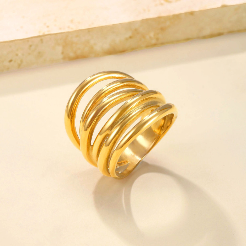 Cross-Border New Stainless Steel Ring Irregular Wrap Index Finger Ring Personality Minimalist Style Titanium Steel Jewelry Factory Direct Sale
