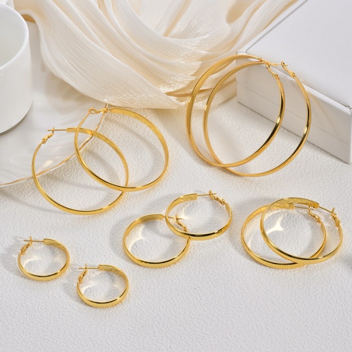 Light Luxury Copper Hoop Earrings Niche High-End Exaggerated Earrings for Women Gold Fashion High-End Earrings Vintag...