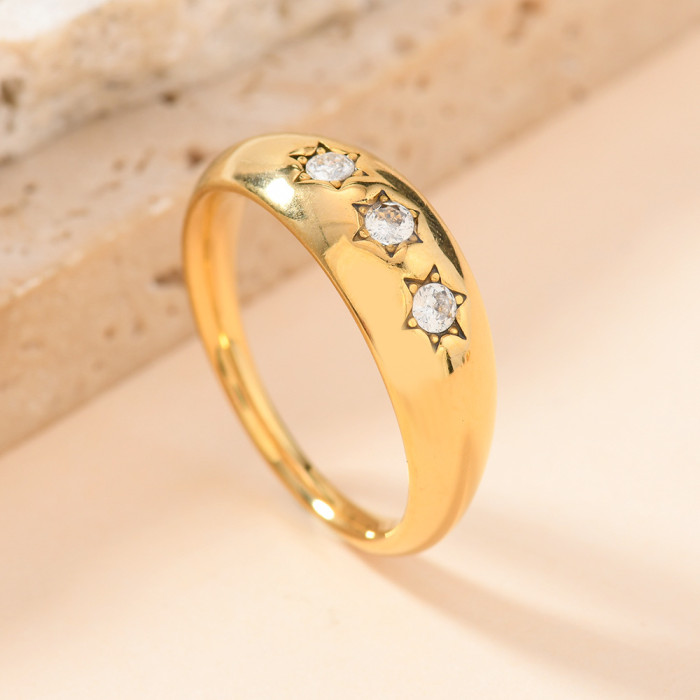 European and American Bestselling Stainless Steel Ring Cast Colorful Hexagram Ring Minimalist Style Titanium Steel Non-Fading Jewelry Wholesale