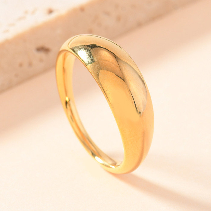 European and American New Titanium Steel Ring Casting Inlaid Square Colored Diamond Ring Simple Fashion 18k Gold Plated Ring Wholesale