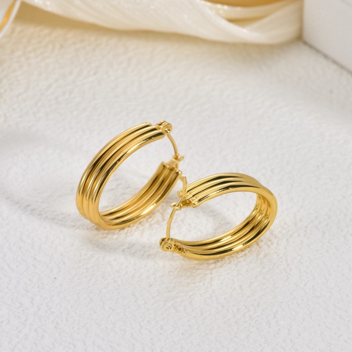 Golden Wheat Ear Stainless Steel Earrings Light Luxury Geometric Exaggerated Earrings for Women Niche Asymmetric High...