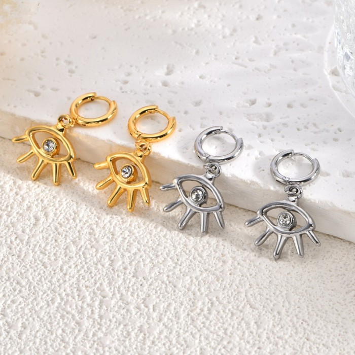 Cross-Border Fashion Pendant Stainless Steel Earrings Light Luxury High-End Bohemian European American Hip-Hop Style Non-Fading Earrings