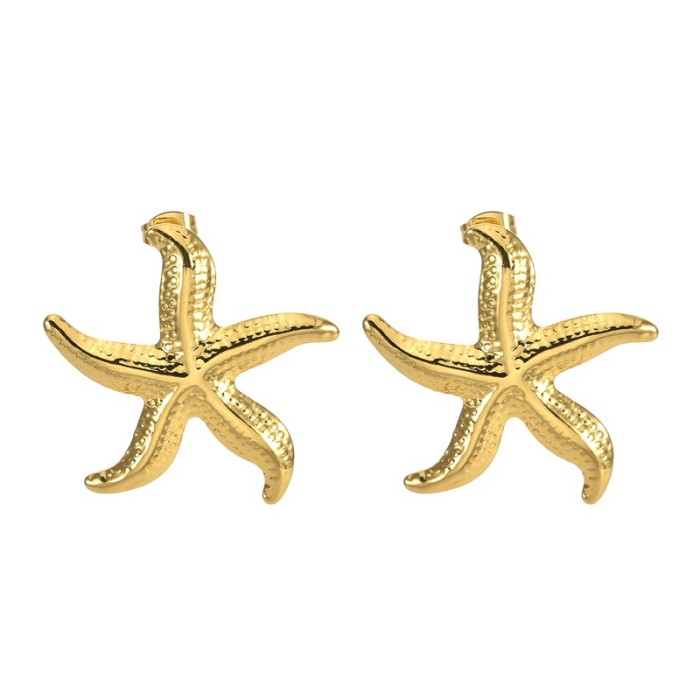 European and American Cross-Border Light Luxury High-End New Stainless Steel Earrings Starfish Niche Design Non-Fading Exaggerated Ear Jewelry