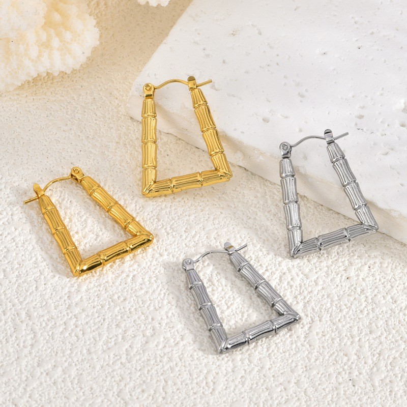 European and American Cross-Border Stainless Steel Earrings Fashion Versatile Non-Fading Light Luxury High-End Spring Summer 18K Gold Women's Earrings