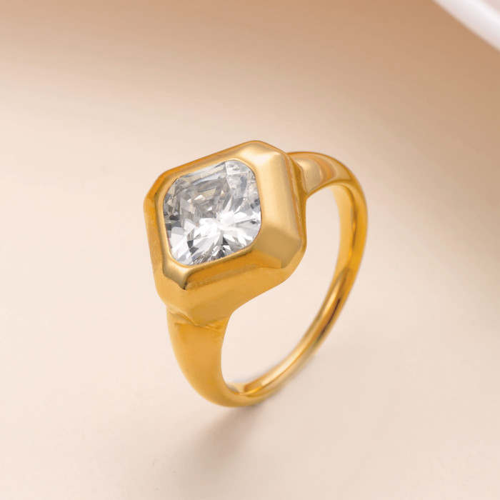 Stainless Steel Ring Casting Inlaid with Natural Stone Ring High-End Light Luxury Titanium Steel Jewelry Factory Dire...