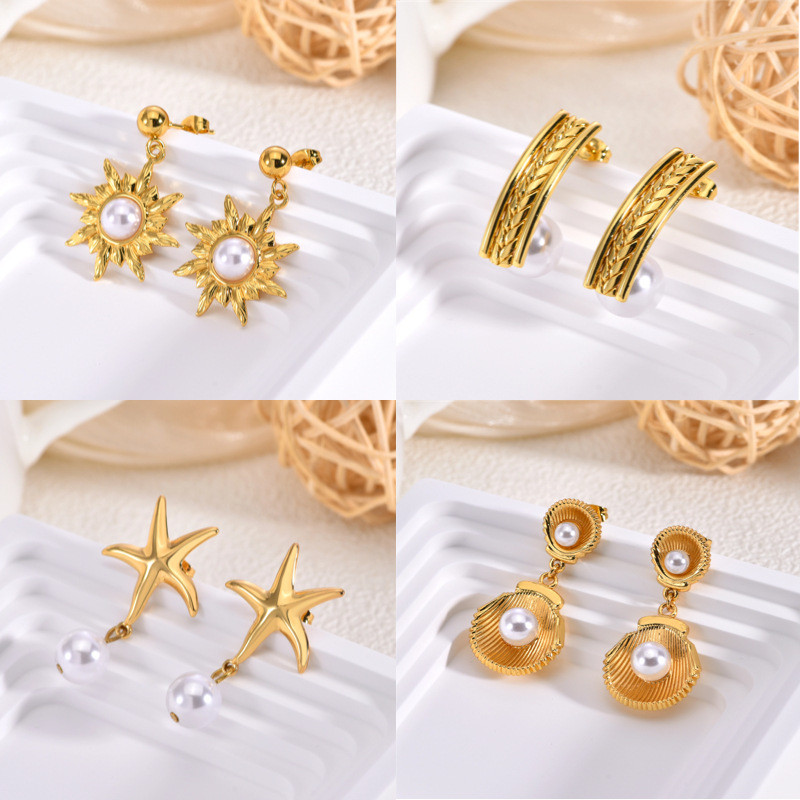 Golden Pearl Stainless Steel Earrings Light Luxury High-end Earrings Exaggerated Tassel Earrings Design Sense Niche Earrings for Women