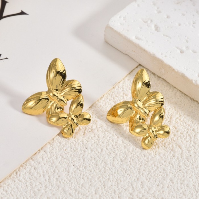 Bestselling Stainless Steel Earrings Light Luxury High-End French Style Fashion Simple Commuting Women's Flower Stud...