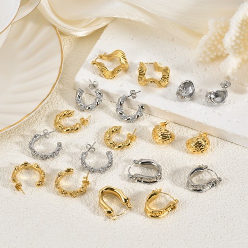 Cross-Border European and American Style Stainless Steel Earrings Personality High-End Irregular Fashion Versatile Light Luxury Minimalist Style Women's Stud Earrings