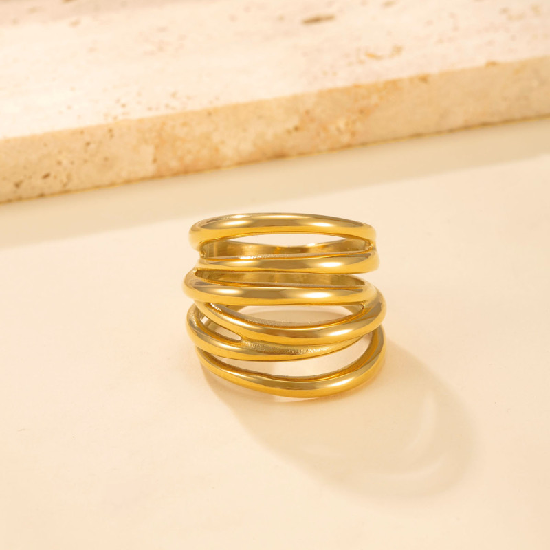 Cross-Border New Stainless Steel Ring Irregular Wrap Index Finger Ring Personality Minimalist Style Titanium Steel Jewelry Factory Direct Sale