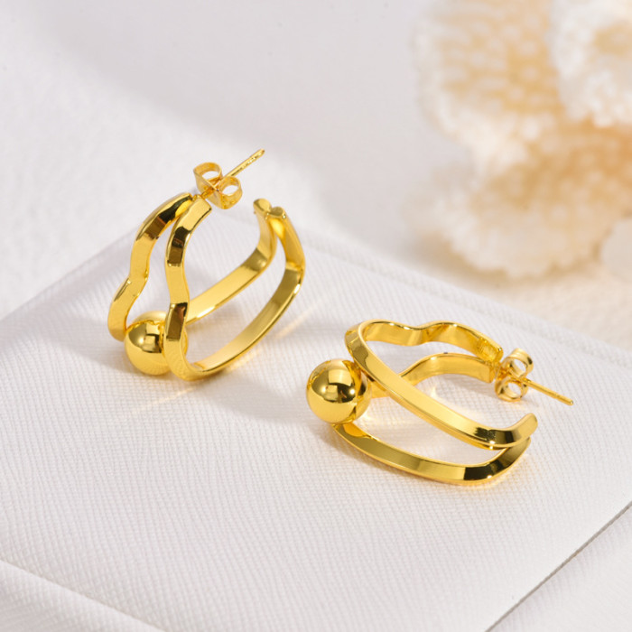 Autumn Winter Stainless Steel Earrings Light Luxury High-end Exaggerated Earrings for Women with Unique Design Niche...