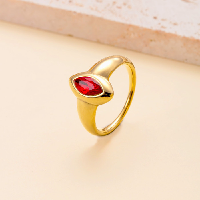 New Stainless Steel Ring Casting Geometric Inlaid Zircon Ring Vintage Light Luxury Non-Fading Titanium Steel Jewelry...