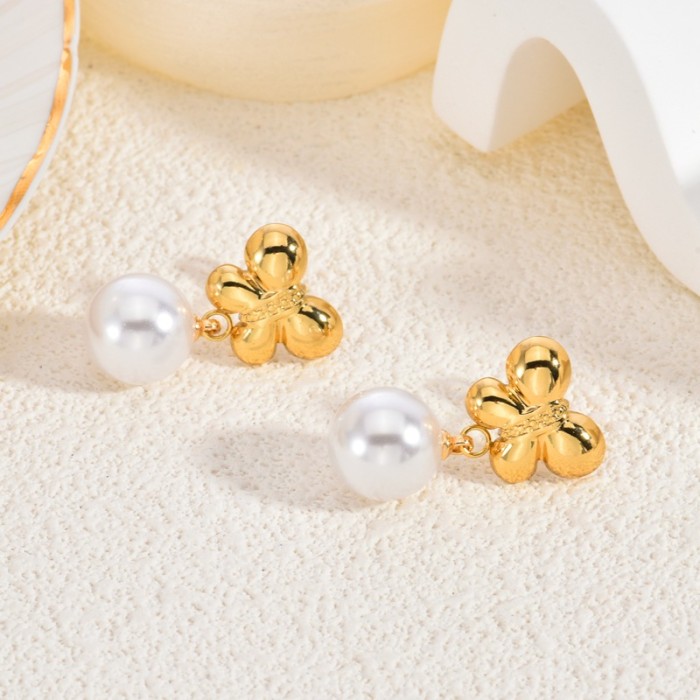 Oil Drop Stainless Steel Earrings High-end Bowknot Personality Design Cat's Eye Stone Women's Stud Earrings Heart-sha...