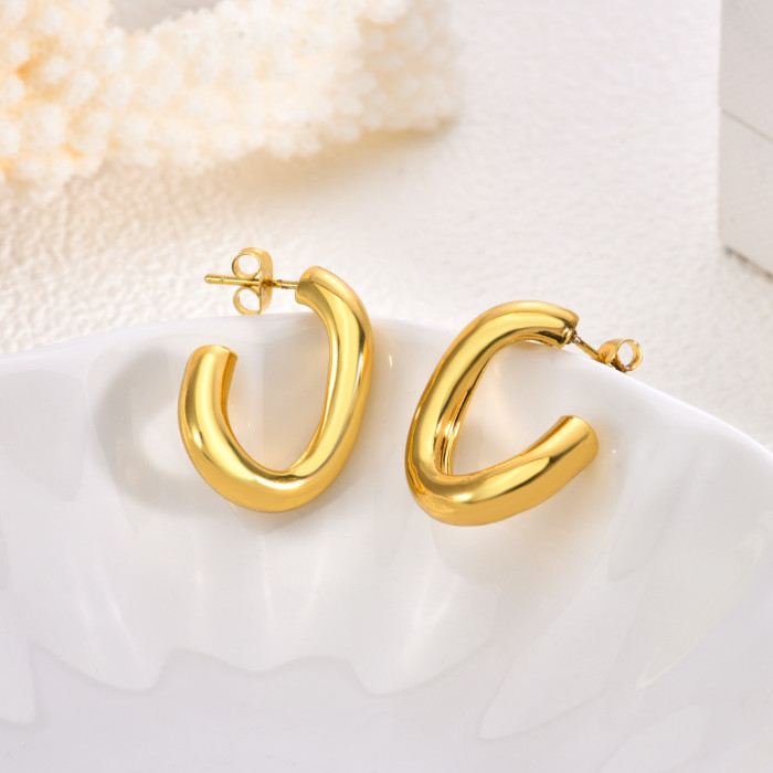 Style Stainless Steel Earrings Light Luxury High-end Exaggerated Ear Jewelry Design Sense Niche Gold Vintage Fashion...