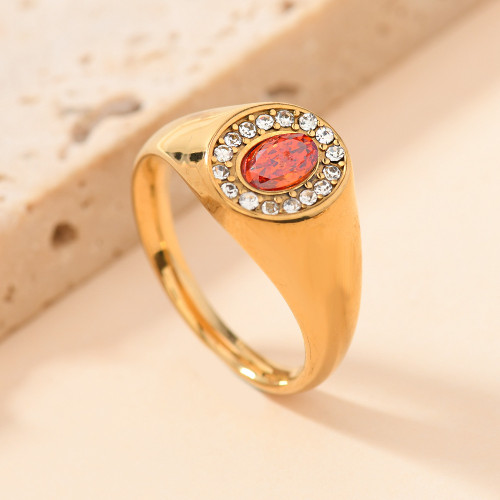 European and American Fashion Trend Court Style Luxurious Cast Oval Full Diamond Zircon Titanium Steel Ring Couple Jewelry Factory