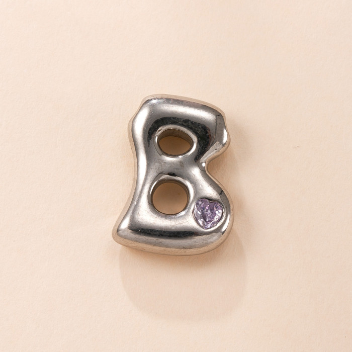 Single Pendant Stainless Steel Jewelry Casting Inlaid with Colored Stones 26 Letter Necklace Accessories Fashion Simple Bracelet DIY