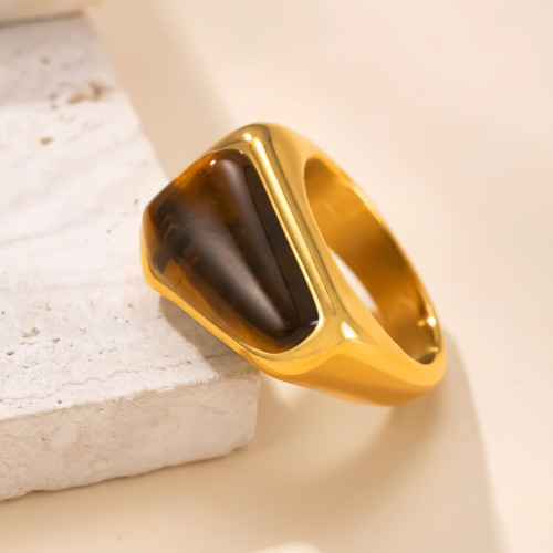 Cross-Border New Product Stainless Steel Ring Casting Irregular Cat's Eye Stone Ring Light Luxury Medieval Style Titanium Steel Jewelry Manufacturer