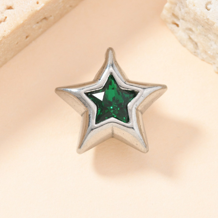 Single Pendant Hot Style Casting Geometric Star Zircon Necklace Pendant DIY Accessories Stainless Steel Jewelry Manuf...