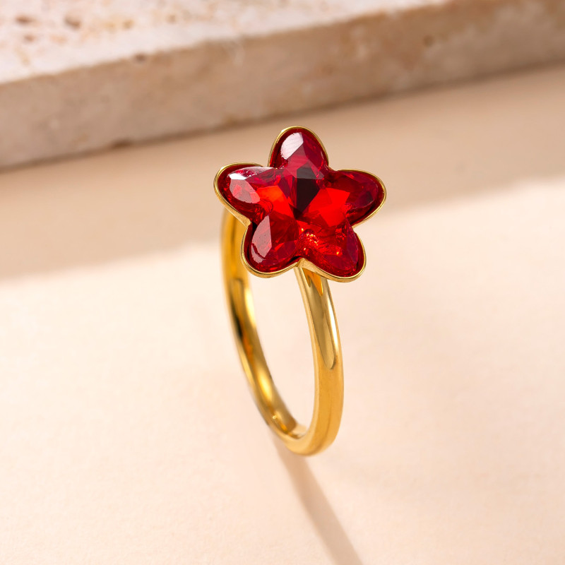 Cross-Border New Product Stainless Steel Ring Welding Brand Five-Pointed Star Zircon Ring Fashion Light Luxury Titanium Steel Jewelry Factory Direct Sale
