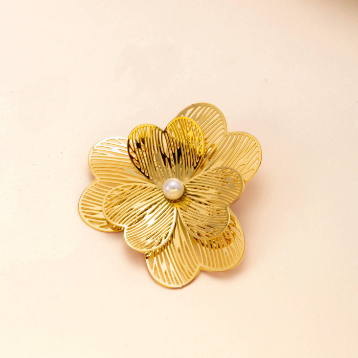 Single Pendant Hot Selling Stainless Steel Jewelry Hollow Multi-layer Flower DIY Jewelry Vintage 18K Gold Plated Acce...