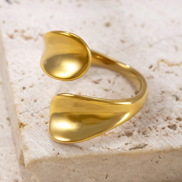Stainless Steel Ring Irregular Smooth Cross Index Finger Ring Fashion Vacuum Electroplated Titanium Steel Jewelry