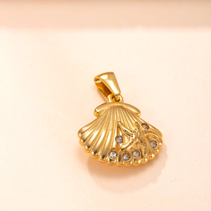 Single Pendant Stainless Steel Casting Jewelry Dolphin Starfish Pendant Necklace Accessories 18k Gold Plated Creative DIY Parts Factory