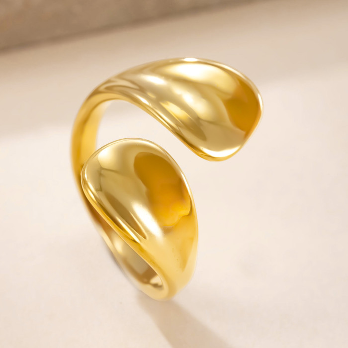 Stainless Steel Ring Irregular Smooth Cross Index Finger Ring Fashion Vacuum Electroplated Titanium Steel Jewelry