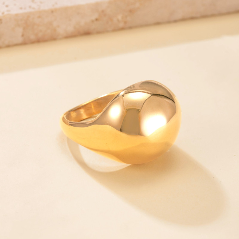 Cross-Border European and American Stainless Steel Ring for Men, Cast Round Smooth Surface Ring, Personalized 18k Gold Plated Titanium Steel Jewelry Manufacturer