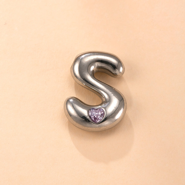 Single Pendant Stainless Steel Jewelry Casting Inlaid with Colored Stones 26 Letter Necklace Accessories Fashion Simple Bracelet DIY