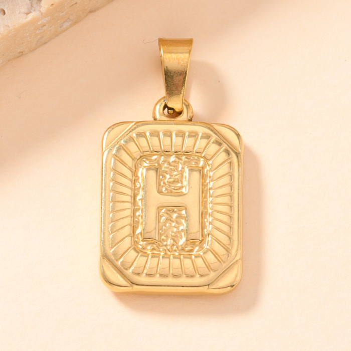 Single Pendant Hot Style Stainless Steel Pendant Casting Square Plate 26 English Letters Necklace Pendant DIY Accesso...