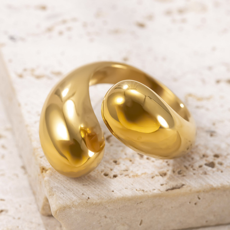 Cross-Border Amazon Titanium Steel Ring Smooth Geometric Open Ring Simple Versatile 18K Gold Plated Stainless Steel Jewelry