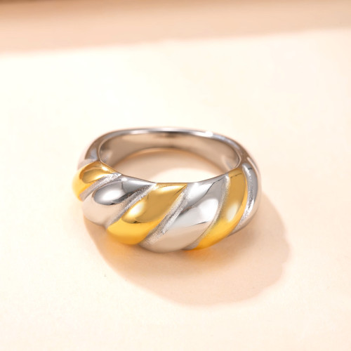 Amazon Hot-Selling Stainless Steel Jewelry Gold Ox Horn Bag Ring High-End Exaggerated Titanium Steel Ring Factory Direct Sale