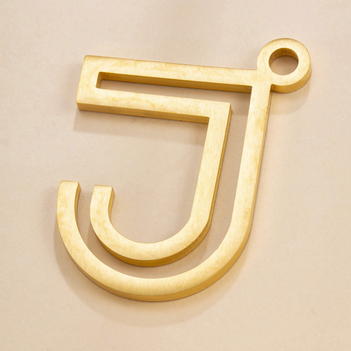 Cross-Border Hot-Selling Stainless Steel Jewelry Cast J Letter Brushed Keychain High-End Simple Titanium Steel Jewelry Accessories