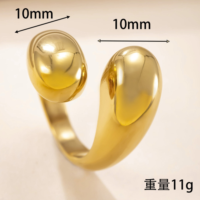 Amazon Titanium Steel Ring Smooth Geometric Open Ring Simple Versatile 18K Gold Plated Stainless Steel Jewelry