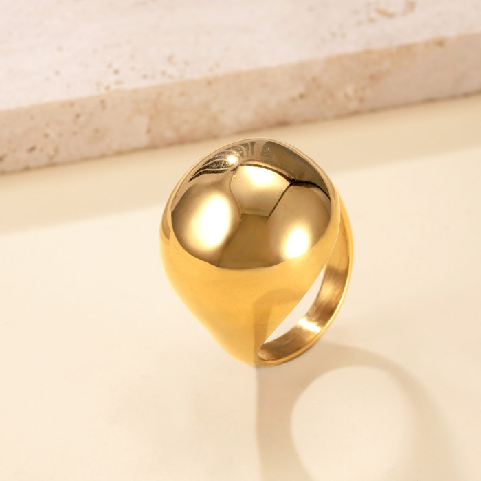 Stainless Steel Ring for Men, Cast Round Smooth Surface Ring, Personalized 18K Gold Plated Titanium Steel Jewelry Man...