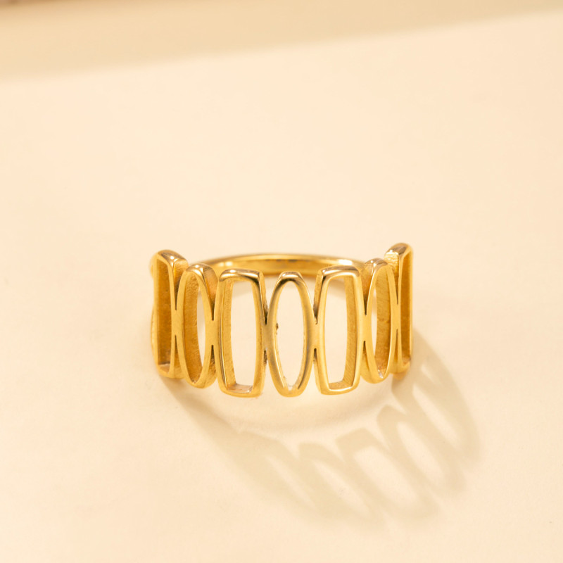 Cross-Border New Product Stainless Steel Ring for Women, Niche Design, Minimalist Style Index Finger Ring, Cut Geometric Stainless Steel Jewelry Factory