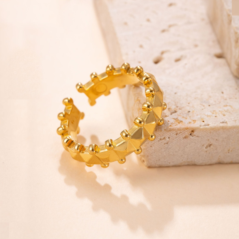 Cross-Border Hot Selling Stainless Steel Jewelry Fashion Design Titanium Steel Ring Casting Diamond-Shaped Multi-Faceted Open Ring Manufacturer