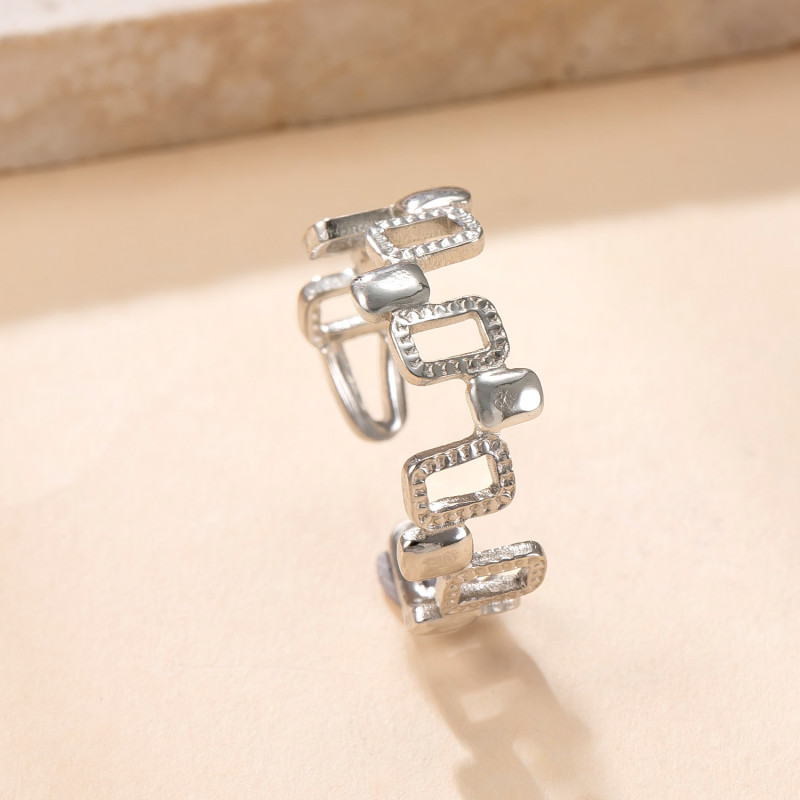 European and American Cross-Border Titanium Steel Jewelry Oil Pressure Hollow Cross Ring for Women, Niche Design Titanium Steel Non-Fading Ring
