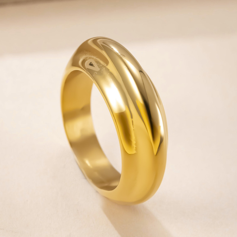 European and American Cross-Border Stainless Steel Jewelry Light Luxury High-End Casting Geometric Ring 18K Gold Plated Titanium Steel Ring