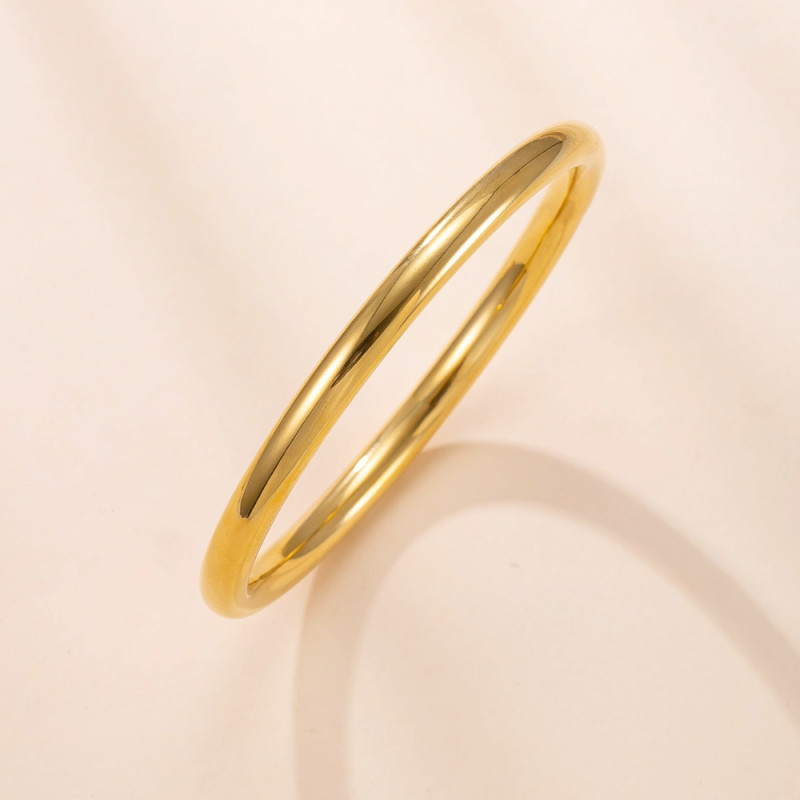 Cross-Border Stainless Steel Jewelry for Women, Non-Fading Fashionable Versatile Plain Circle Round Bracelet, 18K Gold Plated Jewelry Wholesale