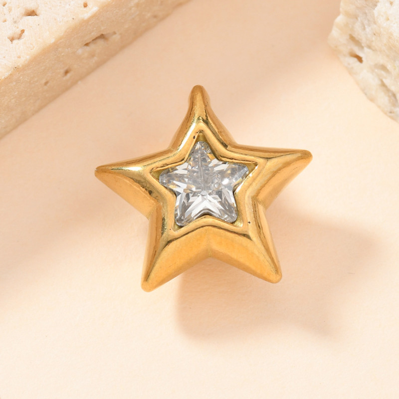 Single Pendant European and American Hot Style Casting Geometric Star Zircon Necklace Pendant DIY Accessories Stainless Steel Jewelry Manufacturer